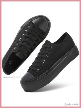 Platform Canvas Sneakers Lace-Up Tennis Shoes